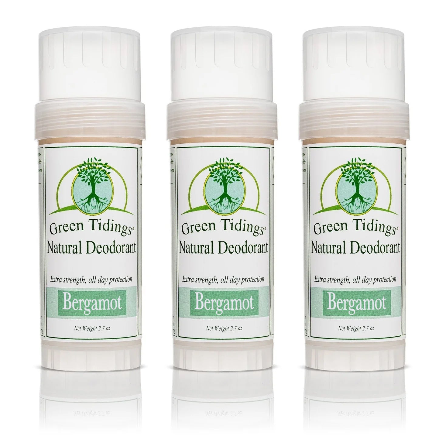 Green Tidings All Natural Deodorant- Bergamot, 2.7 Ounces 3 PACK