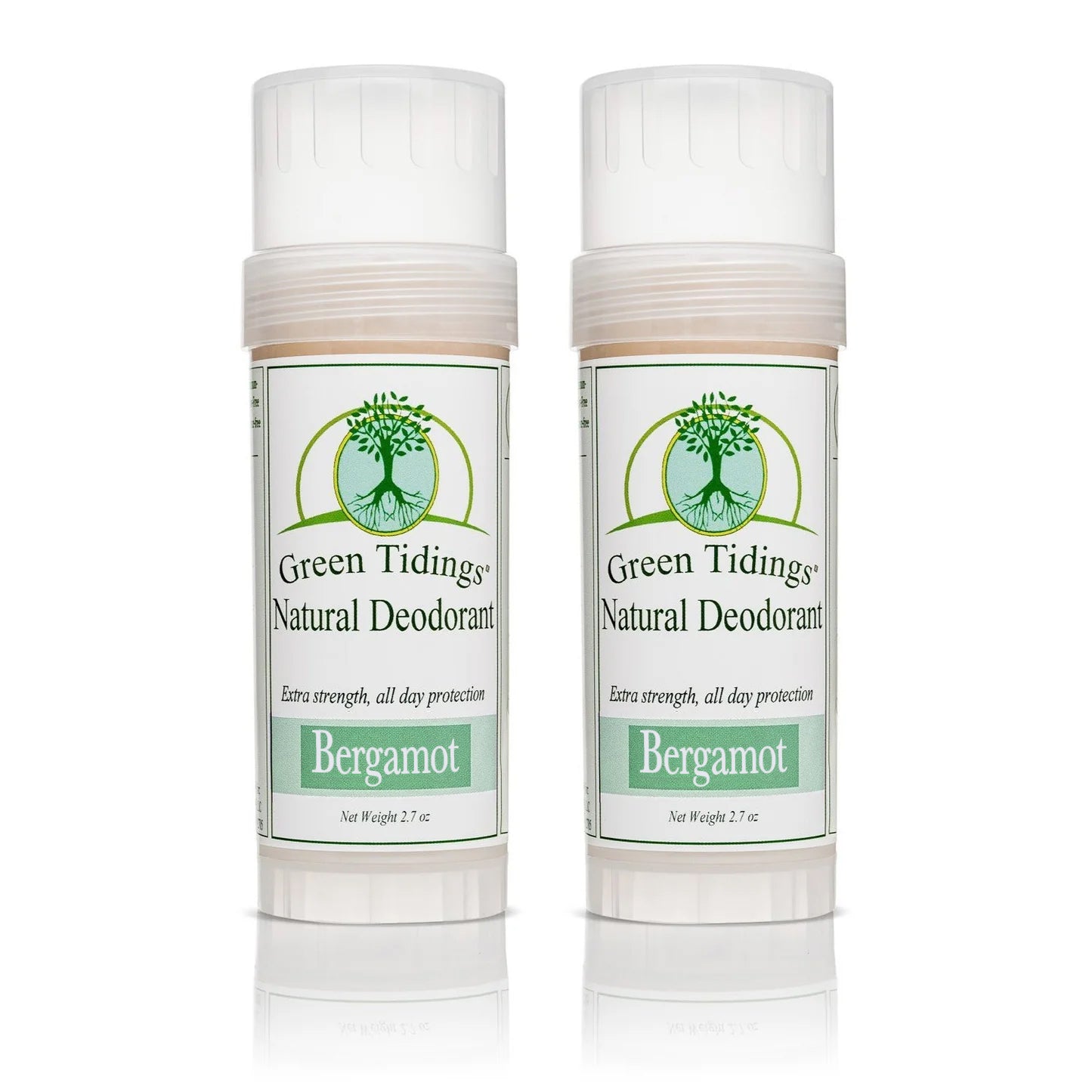 Green Tidings All Natural Deodorant- Bergamot, 2.7 Ounces 2 PACK