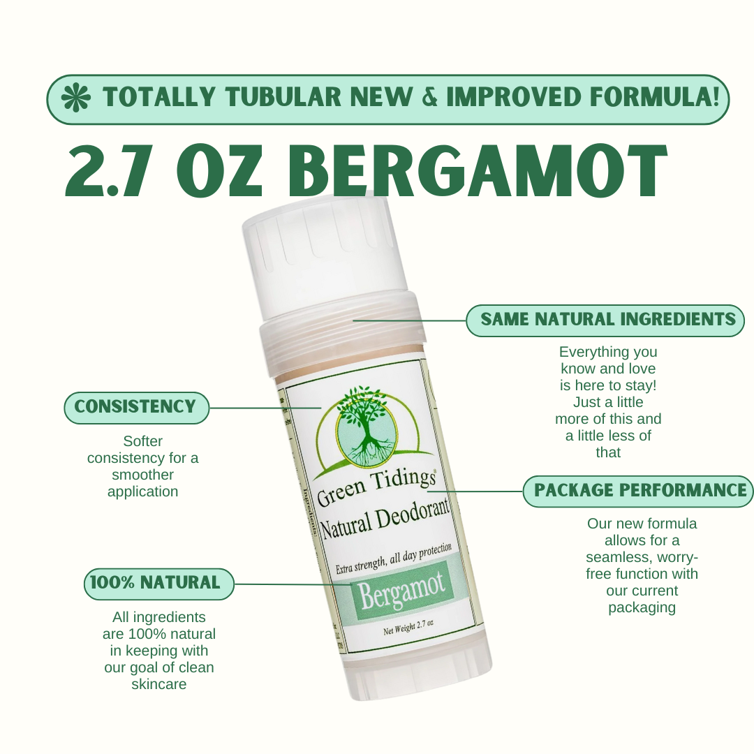 Green Tidings All Natural Deodorant- Bergamot, 2.7 Ounces 3 PACK