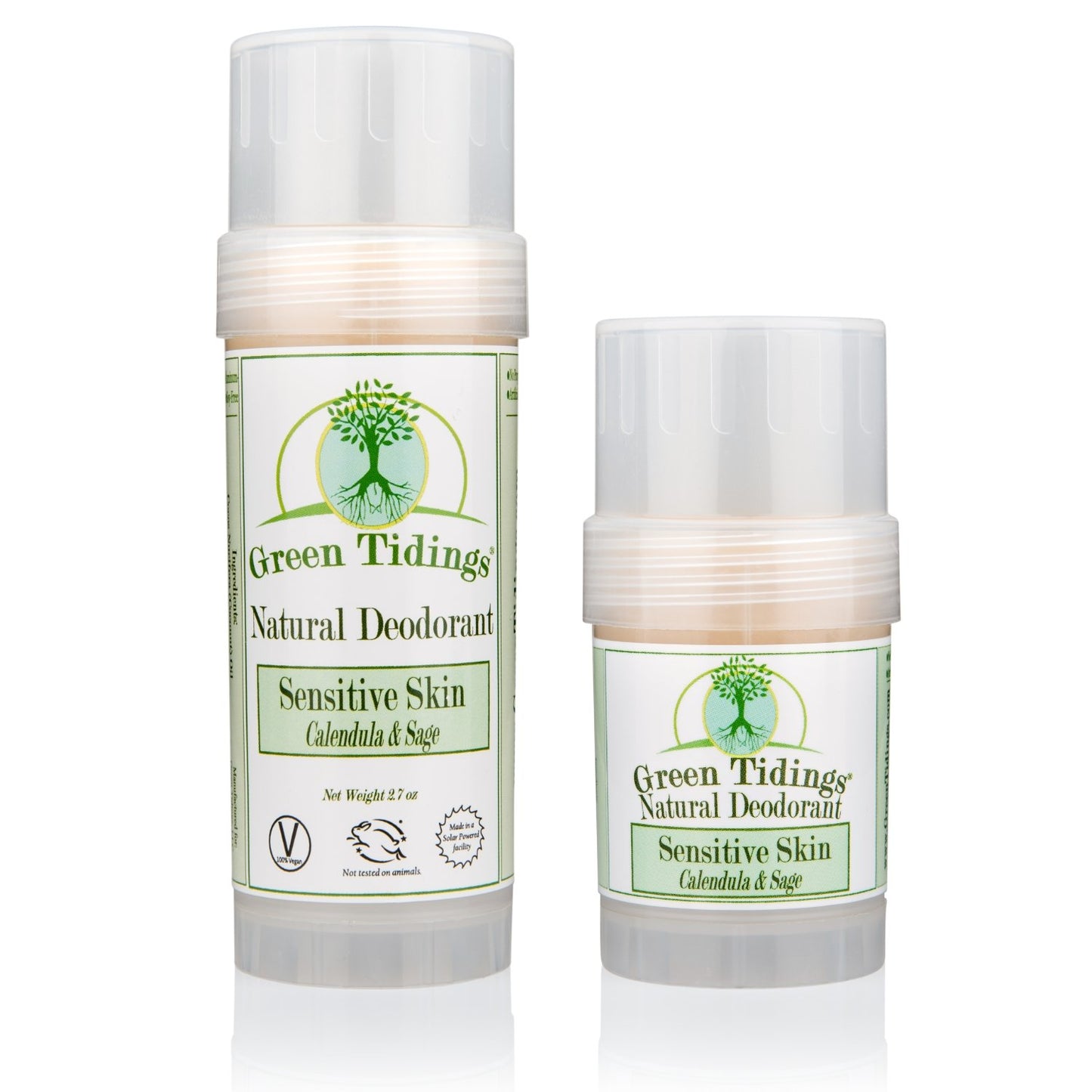 3 PACK (15% OFF) (1 Ounce) Sensitive Skin Natural Deodorant, Calendula & Sage (No Baking Soda) - Green Tidings