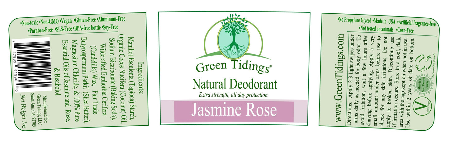 Green Tidings All Natural Deodorant- Jasmine Rose, 1 Ounce 3 PACK 15% OFF - Green Tidings