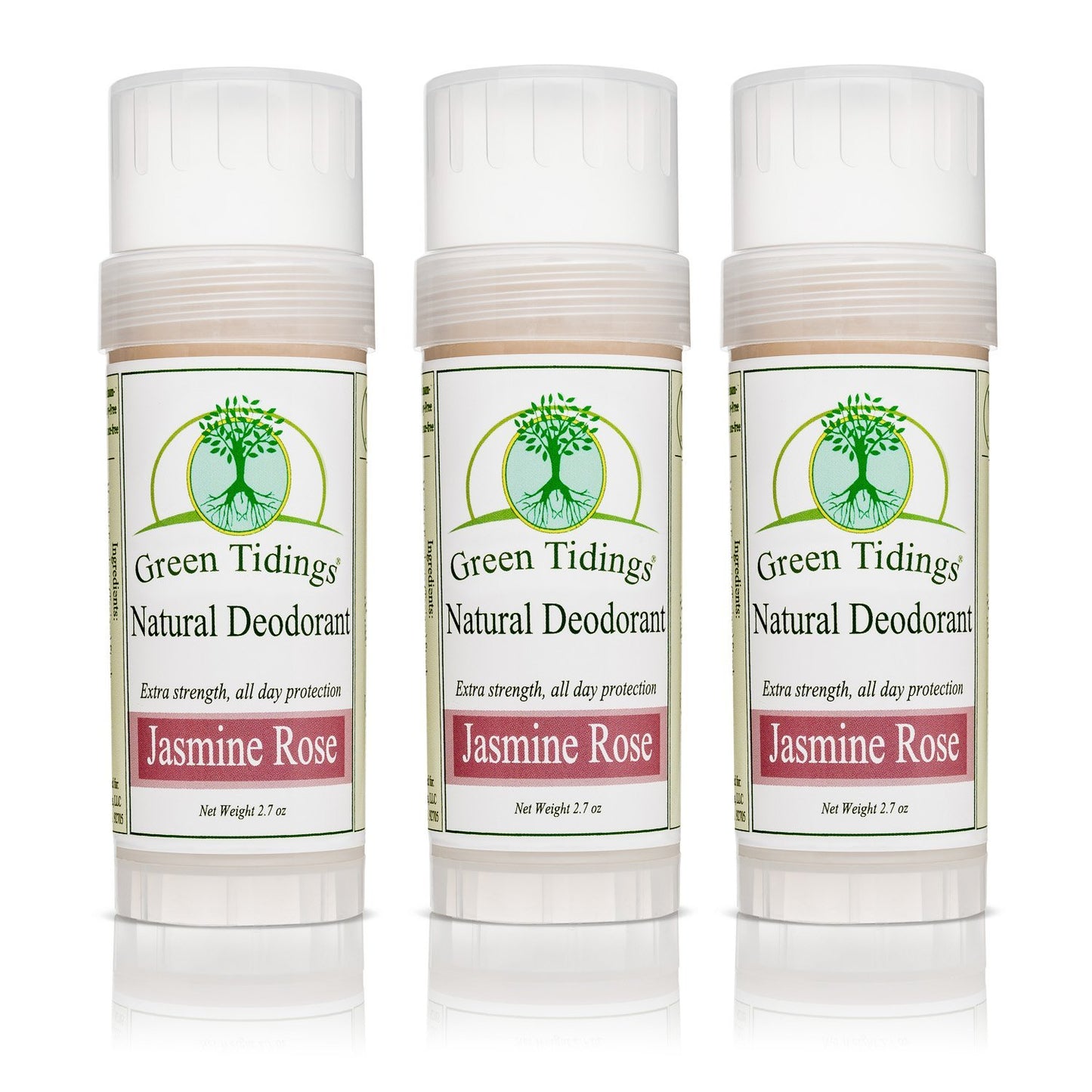 Green Tidings All Natural Deodorant- Jasmine Rose, 2.7 Ounces 3 PACK 15% OFF - Green Tidings