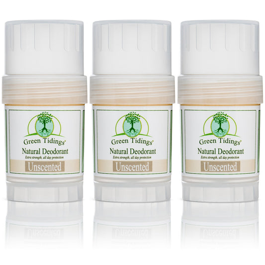 Green Tidings All Natural Deodorant- Unscented 1 Ounce 3 PACK - Green Tidings