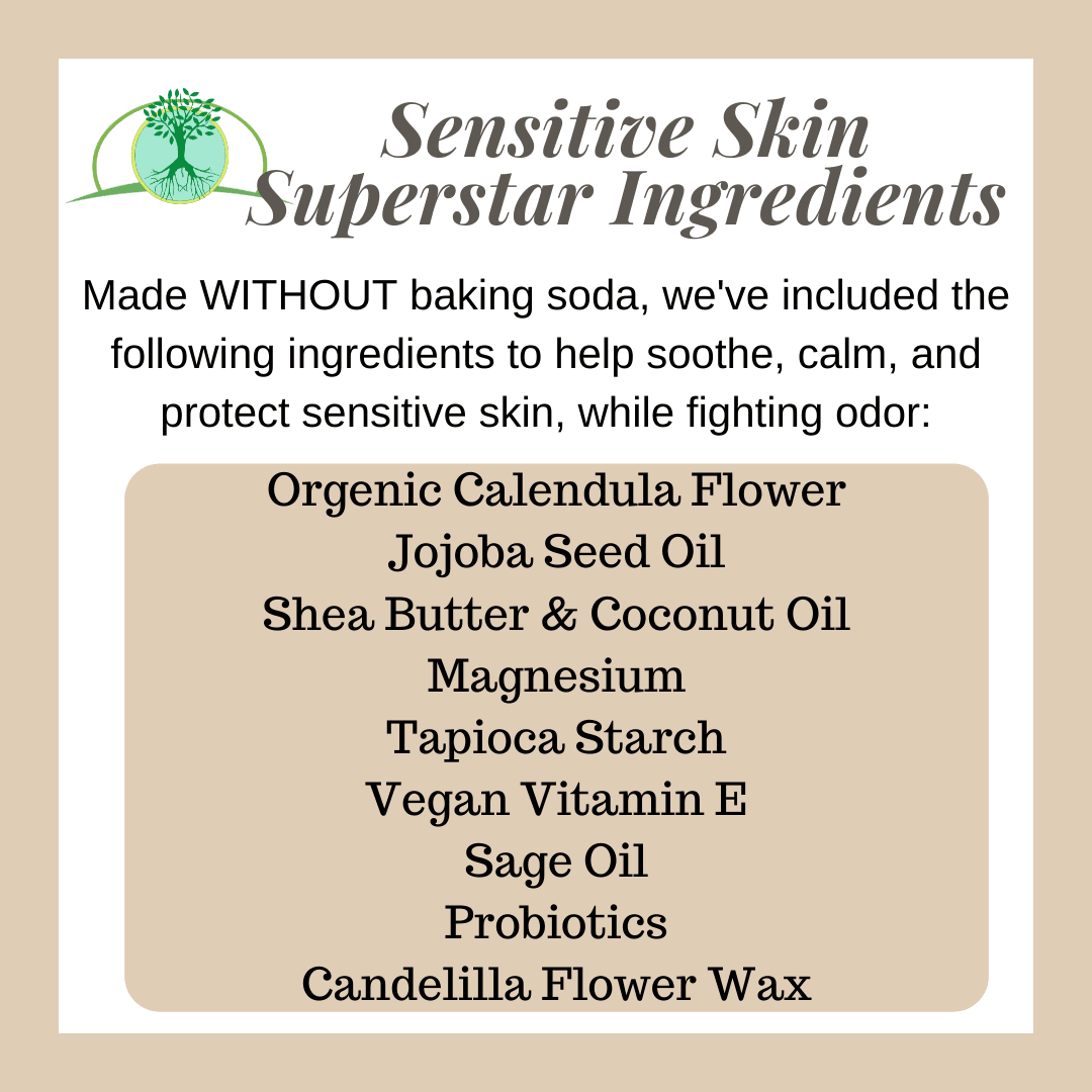 Sensitive Skin Natural Deodorant, Calendula & Sage (1 Ounce) (No Baking Soda) - Green Tidings