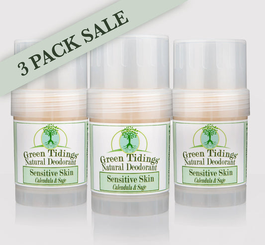3 PACK (15% OFF) (1 Ounce) Sensitive Skin Natural Deodorant, Calendula & Sage (No Baking Soda)