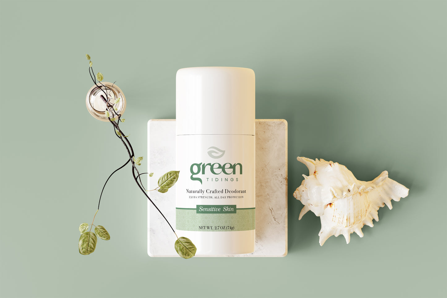 2.7 Ounces Sensitive Skin Natural Deodorant, Chamomile & Sage (No Baking Soda)