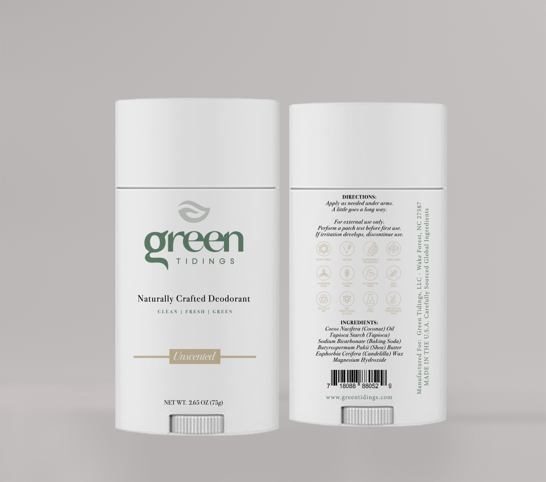 Green Tidings All Natural Deodorant- Unscented, 2.7 Ounces 3 PACK