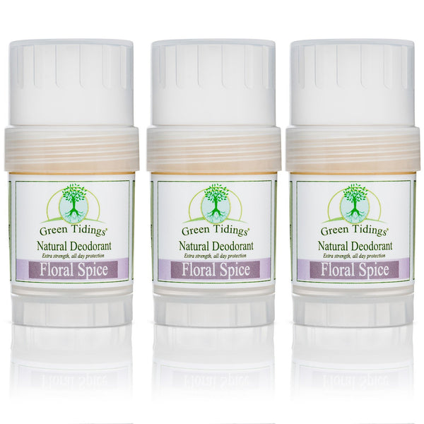 Green Tidings All Natural Deodorant- Floral Spice, 1 Ounce 3 PACK 15% OFF