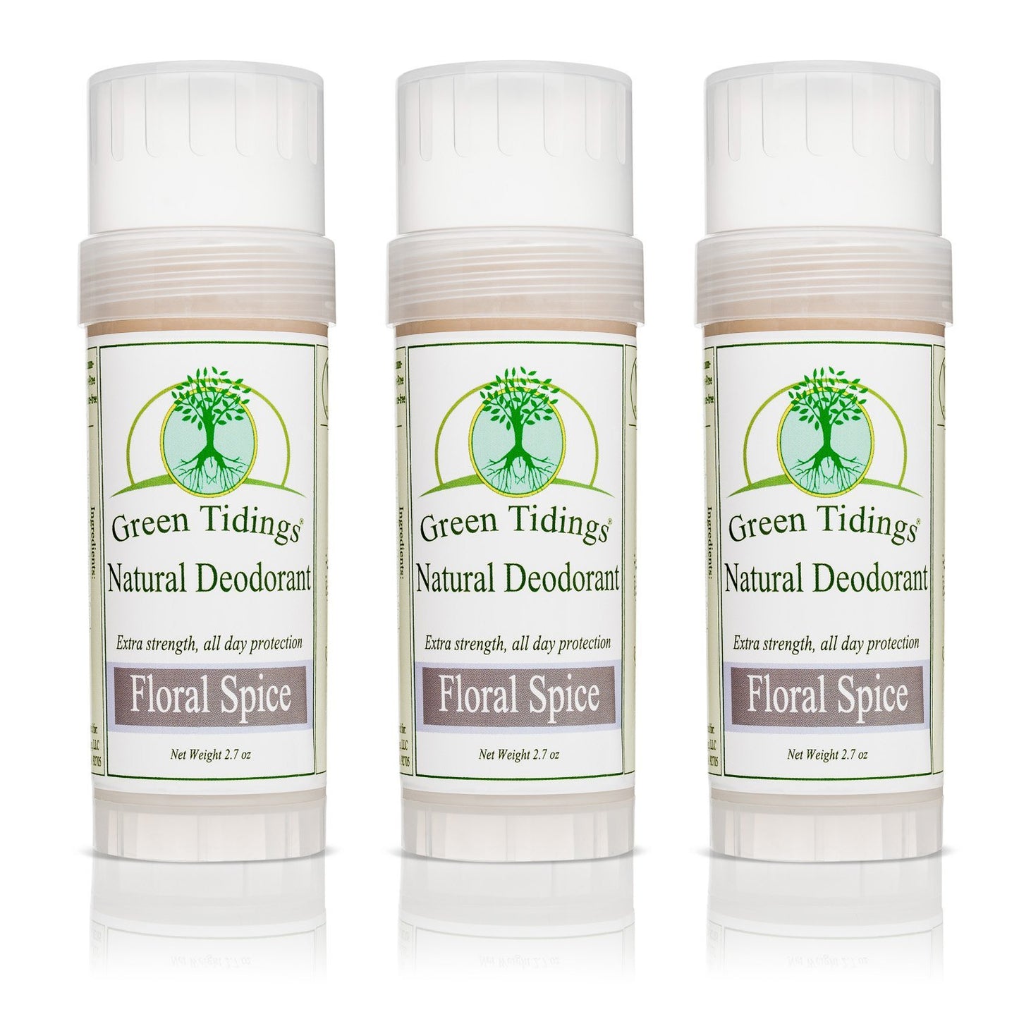 Green Tidings All Natural Deodorant- Floral Spice, 2.7 Ounces 3 PACK 15% OFF - Green Tidings