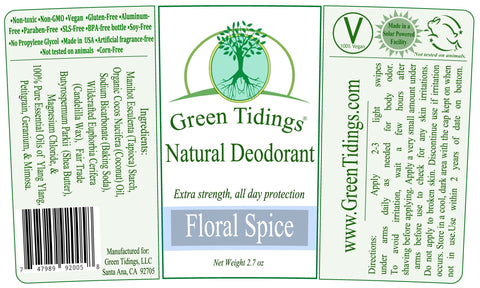 Green Tidings All Natural Deodorant- Floral Spice, 2.7 Ounces 3 PACK 15% OFF - Green Tidings