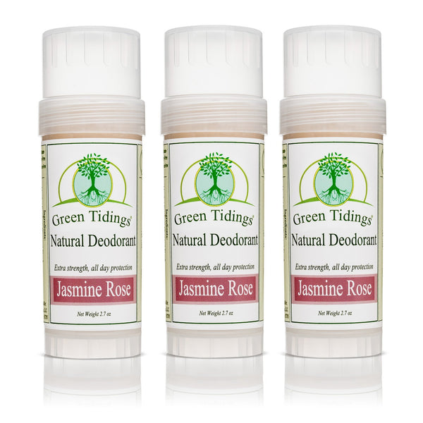 Green Tidings All Natural Deodorant- Jasmine Rose, 2.7 Ounces 3 PACK 15% OFF