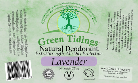 Green Tidings All Natural Deodorant- Lavender, 2.7 Ounces 3 PACK - Green Tidings