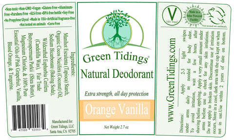 Green Tidings All Natural Deodorant- Orange Vanilla, 2.7 Ounces 3 PACK 15% OFF - Green Tidings