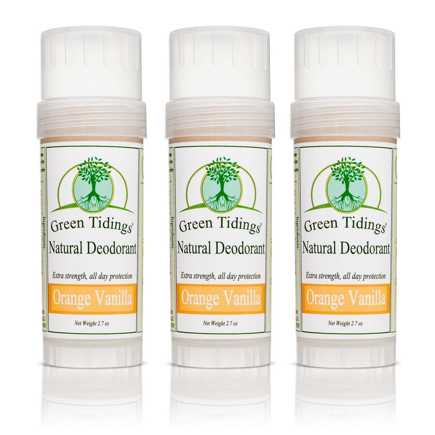 Green Tidings All Natural Deodorant- Orange Vanilla, 2.7 Ounces 3 PACK 15% OFF - Green Tidings