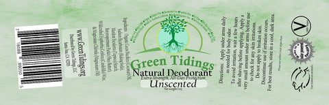 Green Tidings All Natural Deodorant- Unscented 1 Ounce 3 PACK - Green Tidings