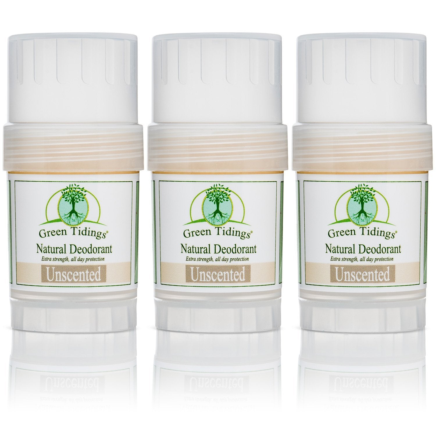 Green Tidings All Natural Deodorant- Unscented 1 Ounce 3 PACK - Green Tidings