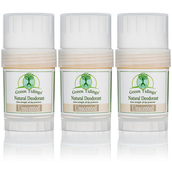 Green Tidings All Natural Deodorant- Unscented 1 Ounce 3 PACK