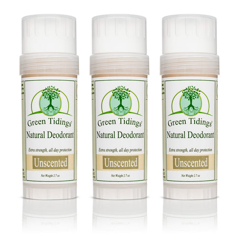Green Tidings All Natural Deodorant- Unscented, 2.7 Ounces 3 PACK 10.00% Off Auto renew - Green Tidings