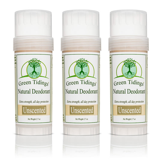 Green Tidings All Natural Deodorant- Unscented, 2.7 Ounces 3 PACK - Green Tidings