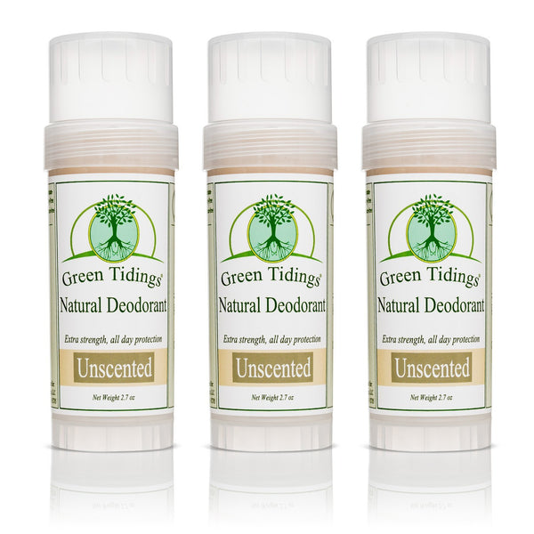Green Tidings All Natural Deodorant- Unscented, 2.7 Ounces 3 PACK