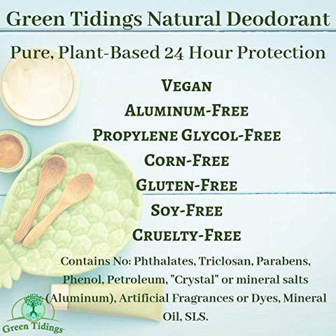 Green Tidings All Natural Deodorant- Unscented 2.7 Ounces - Green Tidings