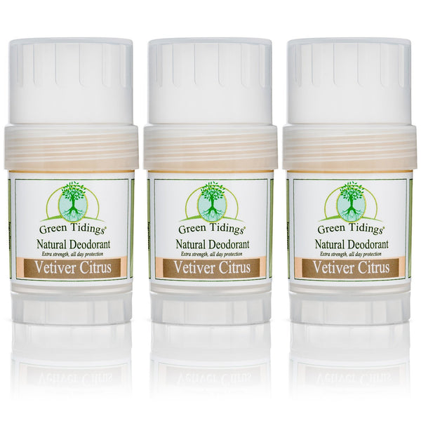 Green Tidings All Natural Deodorant- Vetiver Citrus, 1 Ounce 3 PACK 15% OFF
