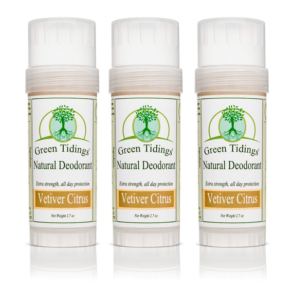 Green Tidings All Natural Deodorant- Vetiver Citrus, 2.7 ounces 3 PACK 15% OFF