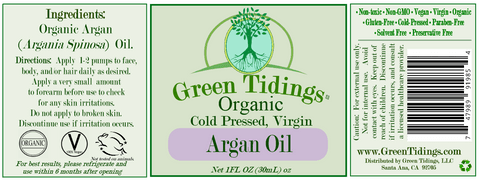Green Tidings ARGAN OIL (Organic, cold-pressed, virgin) - Green Tidings