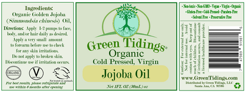 Green Tidings JOJOBA OIL (Cold-pressed, Virgin, Golden Organic) - Green Tidings