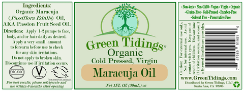 Green Tidings Organic Maracuja Oil (Passion Fruit Seed Oil)- Cold-pressed, Virgin - Green Tidings