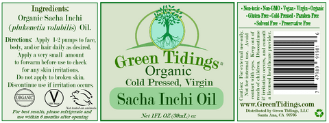 Green Tidings SACHA INCHI OIL (Organic, cold-pressed, virgin) - Green Tidings