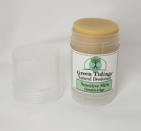 Sensitive Skin Natural Deodorant, Calendula & Sage (1 Ounce) (No Baking Soda) - Green Tidings